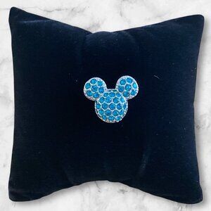Disney Swarovski Mickey Mouse Pin Brooch Aquamarine